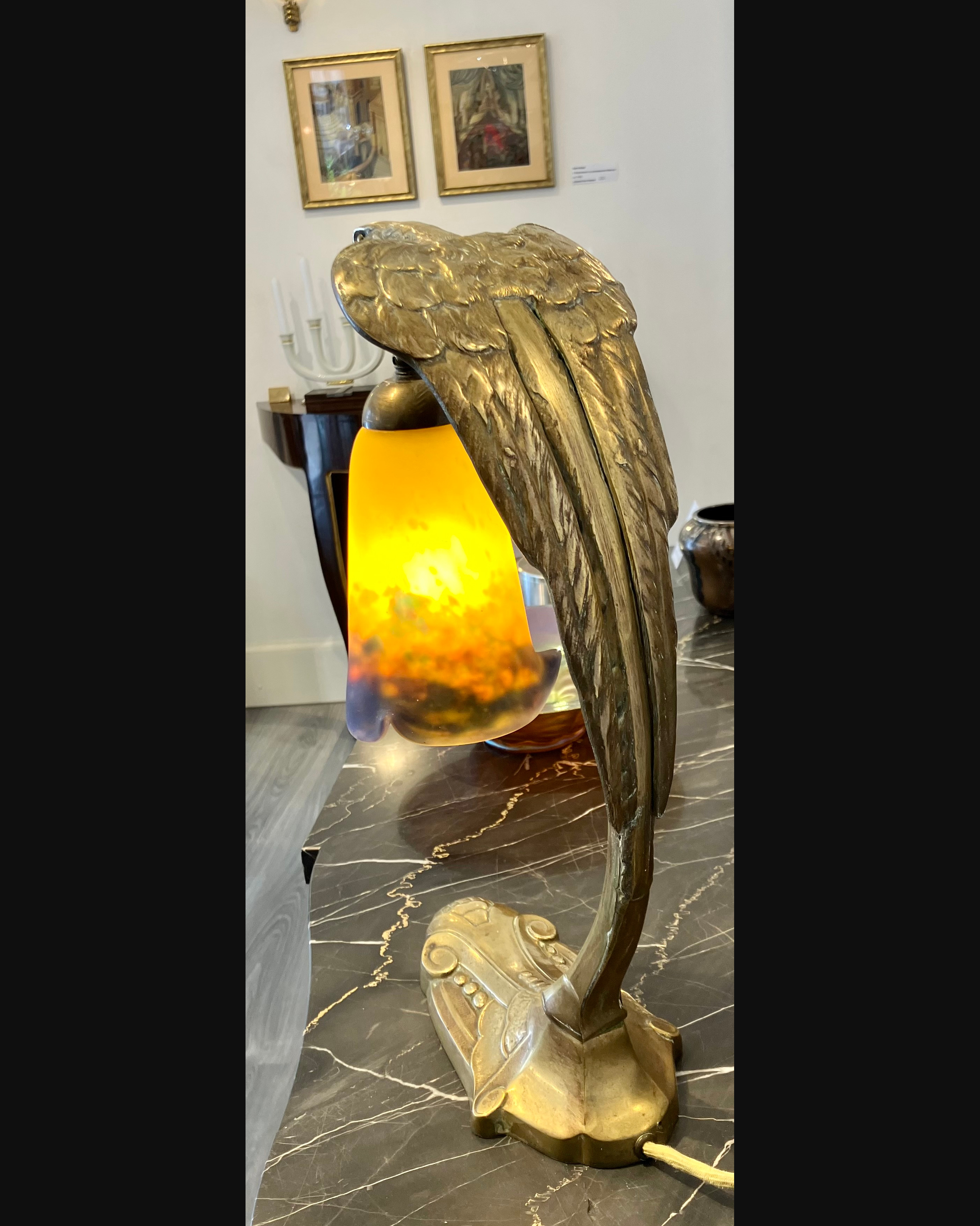 Tischlampe „Aigle“ (Adler) – signiert: Muller Frères, Lunéville, um 1925 – Bild 3