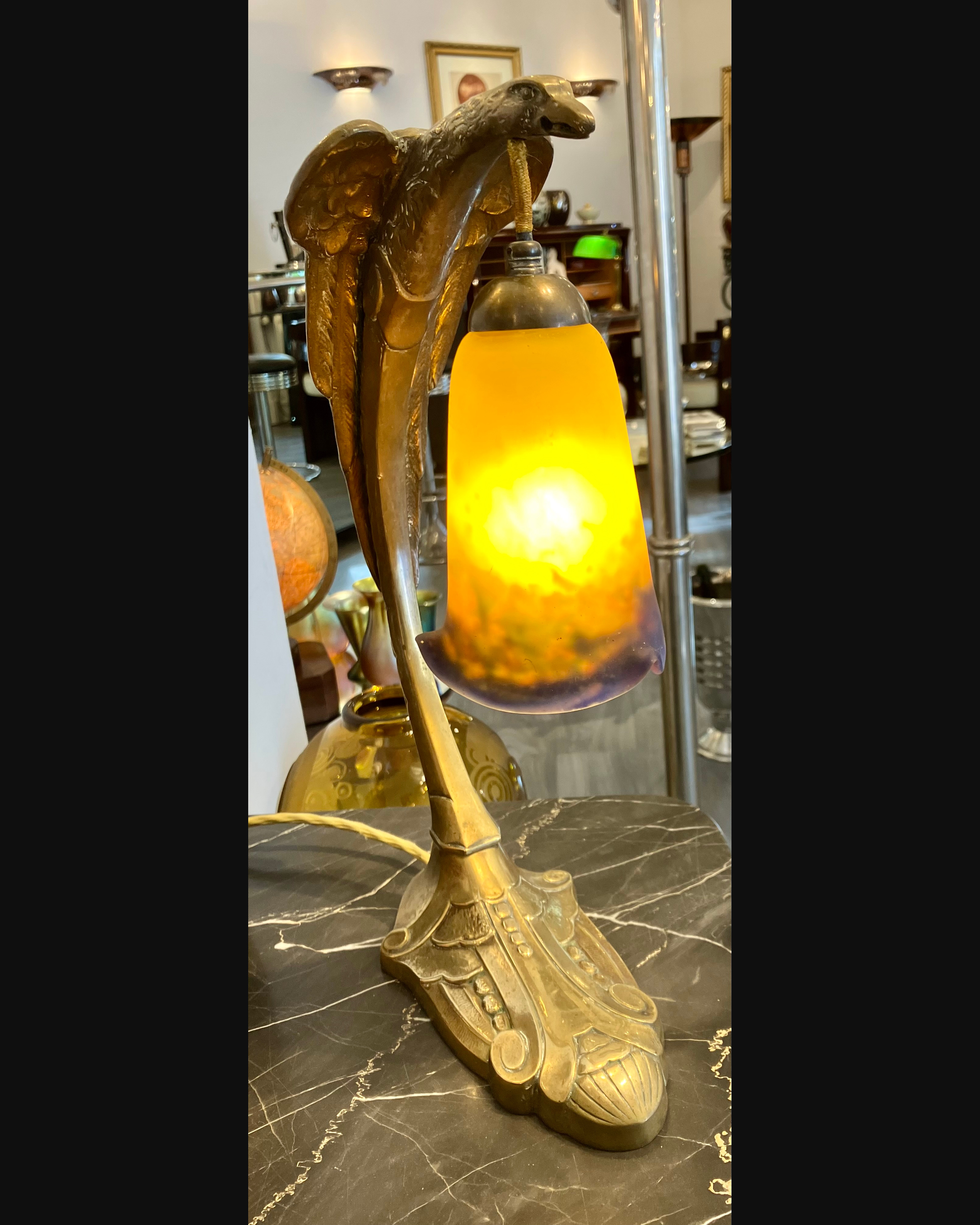 Tischlampe „Aigle“ (Adler) – signiert: Muller Frères, Lunéville, um 1925 – Bild 2