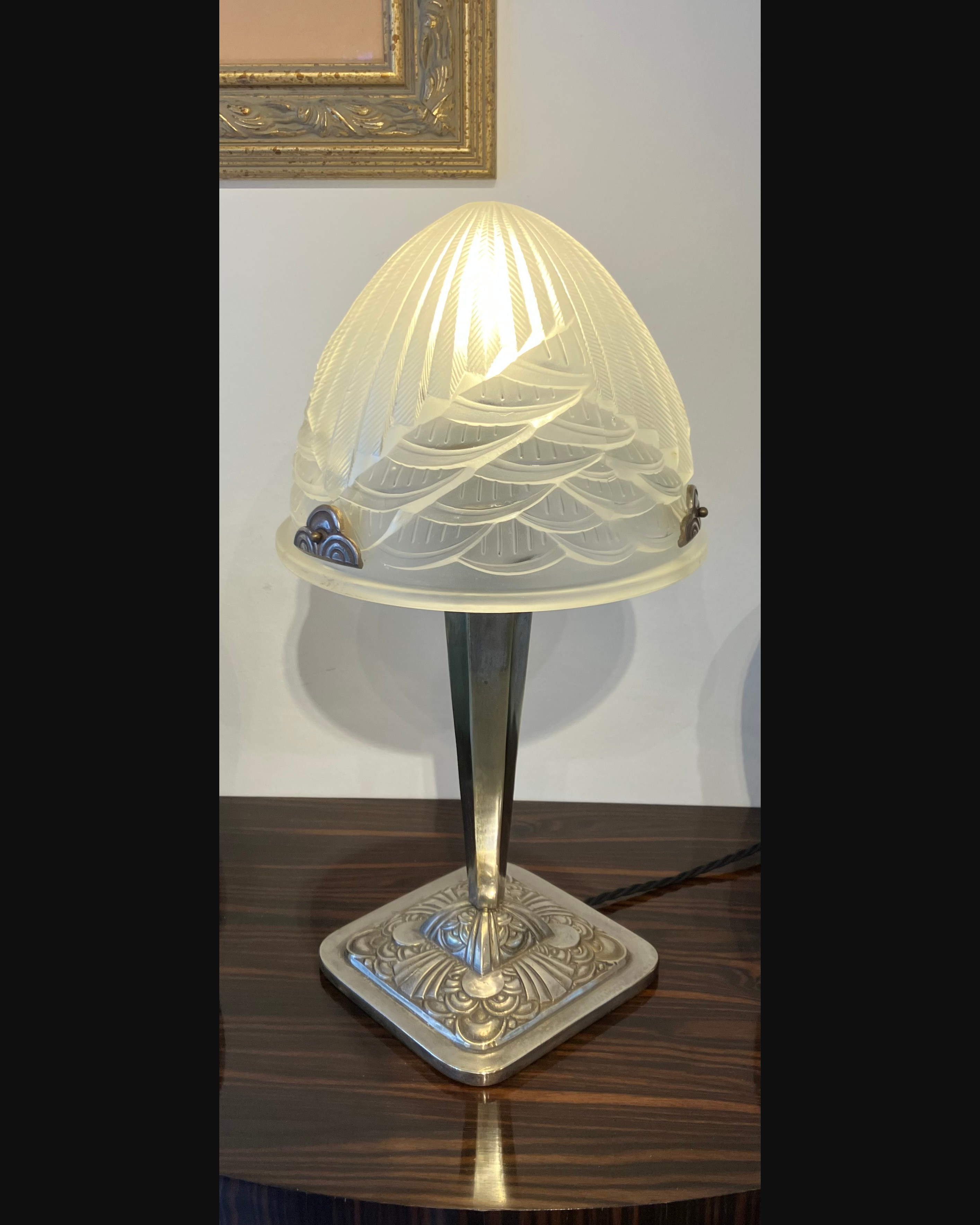 Bronze Lamp with Glass Shade, Signed Charles Schneider, Nancy – Bild 2