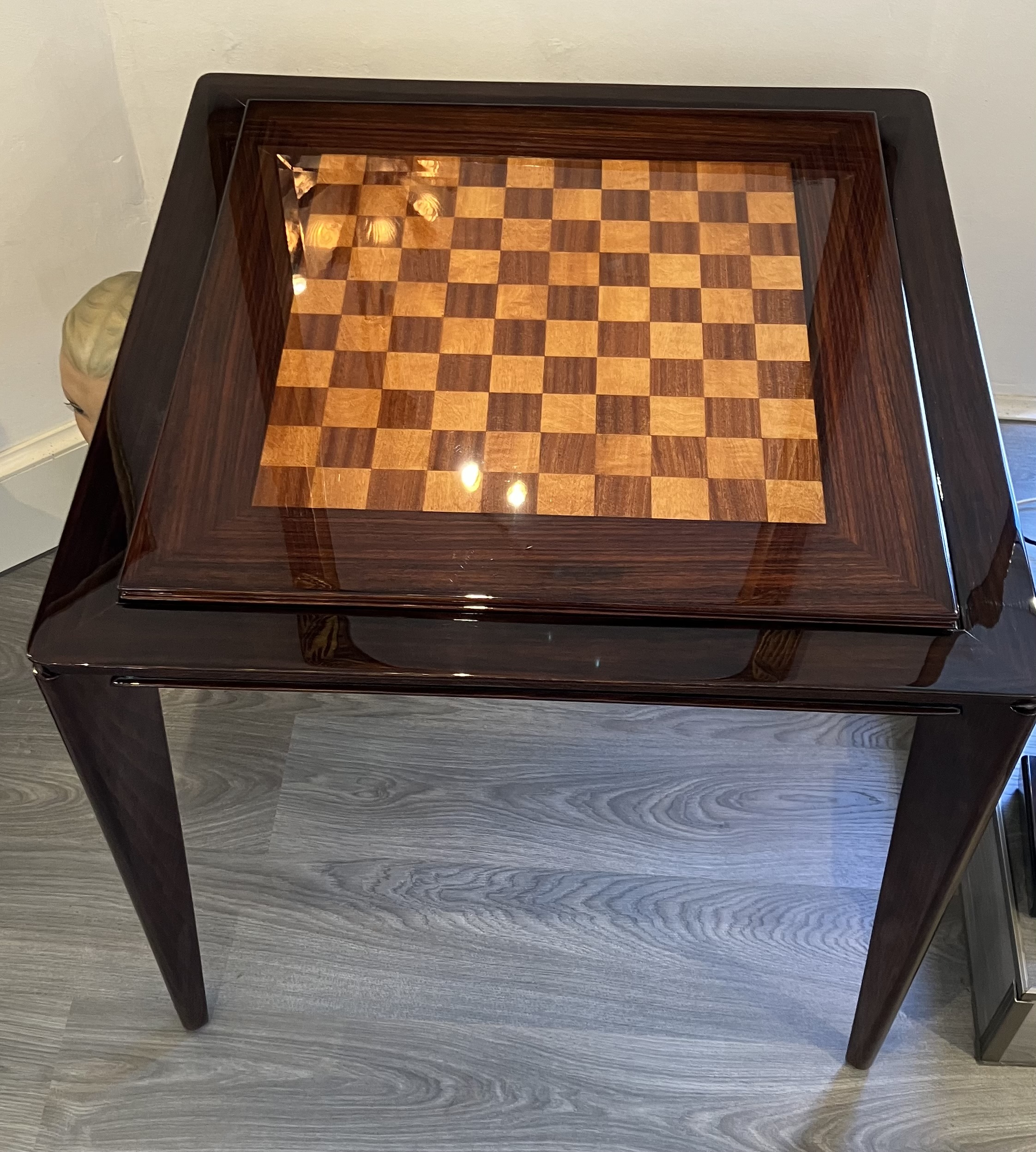 Spieltisch mit 2 Brettern, Schach und Dame – Bild 2