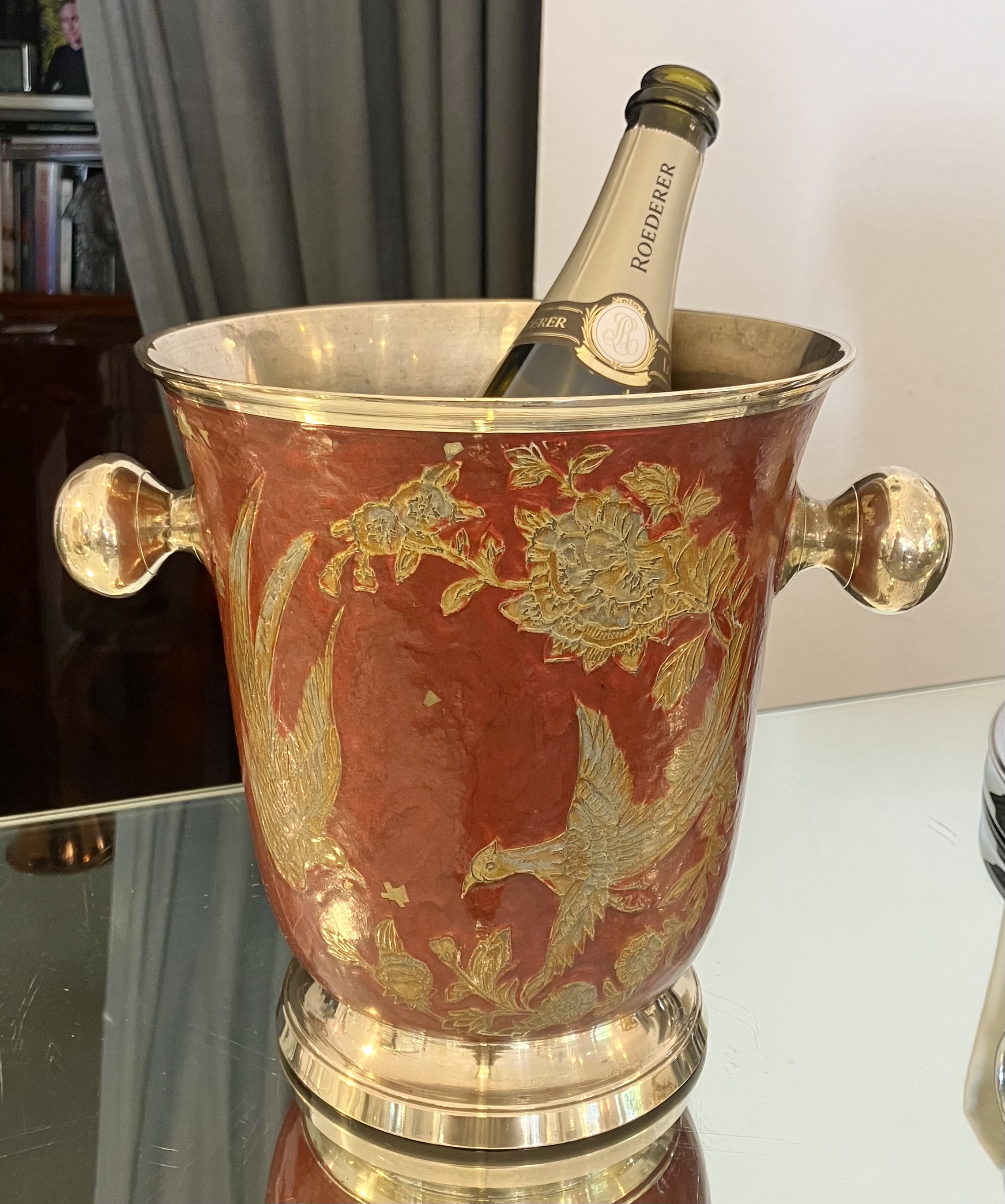 Champagnerkühler mit Emaille-Decor