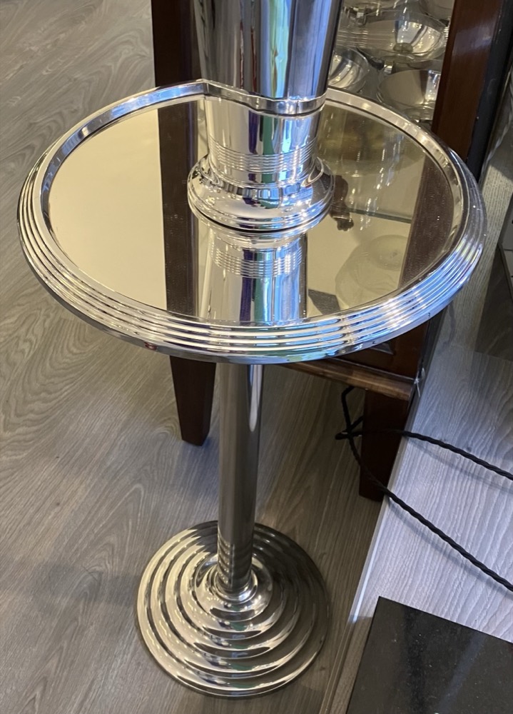 Chrome Side Table with Mirrored Top