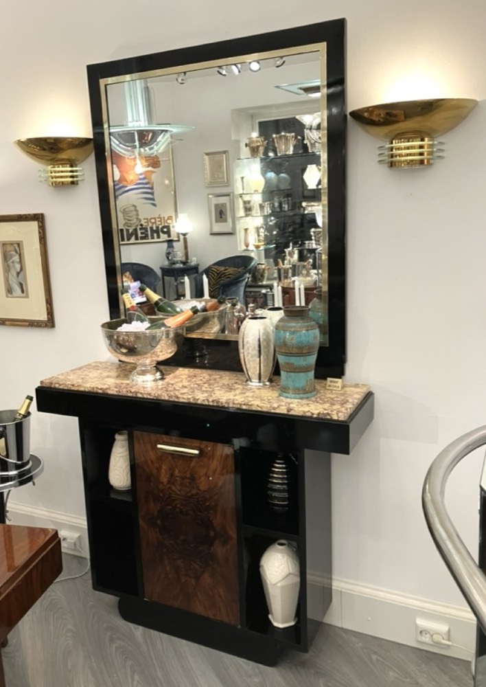 Pair of wall lamps, brass with glass inserts – Bild 2