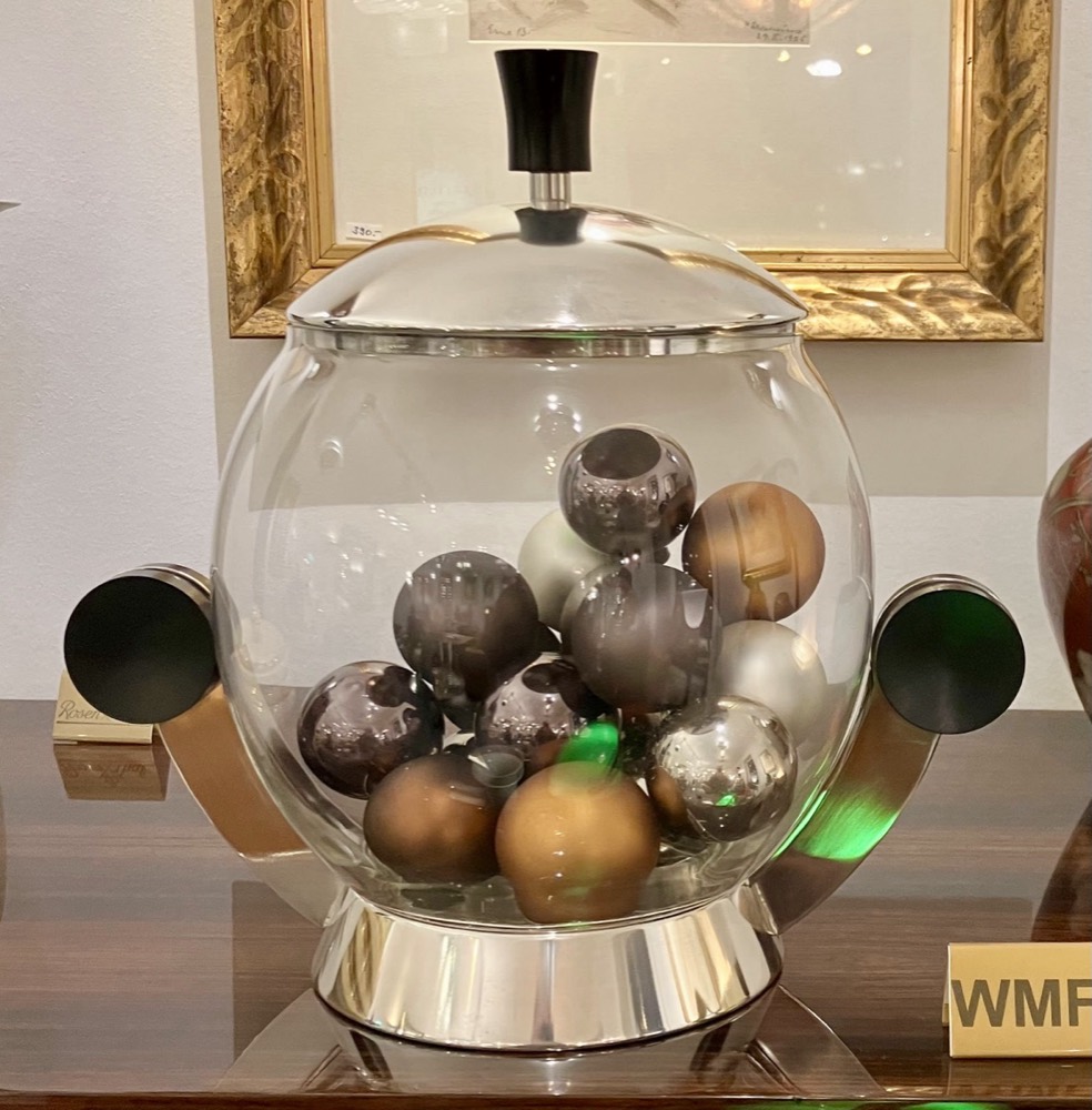 WMF Bonbonnière, Glass Globe with Silver Plate Base