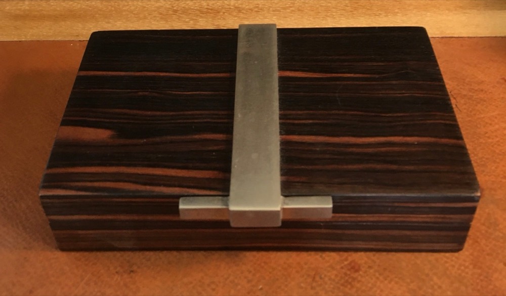 Schatulle, Makassar-Ebenholz mit Metall Applikation, Desny Paris